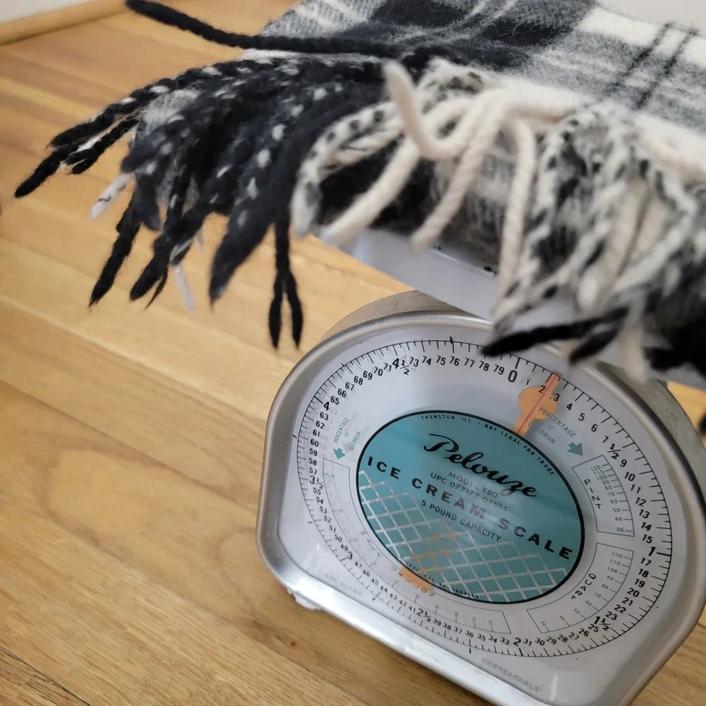 Glentana Scotland Black White Plaid 100%‎ Lambswool Fringed Winter Scarf Unisex